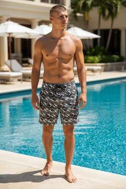 Mossimo Supply Co. Men's Black and White Geometric Print Board Shorts M